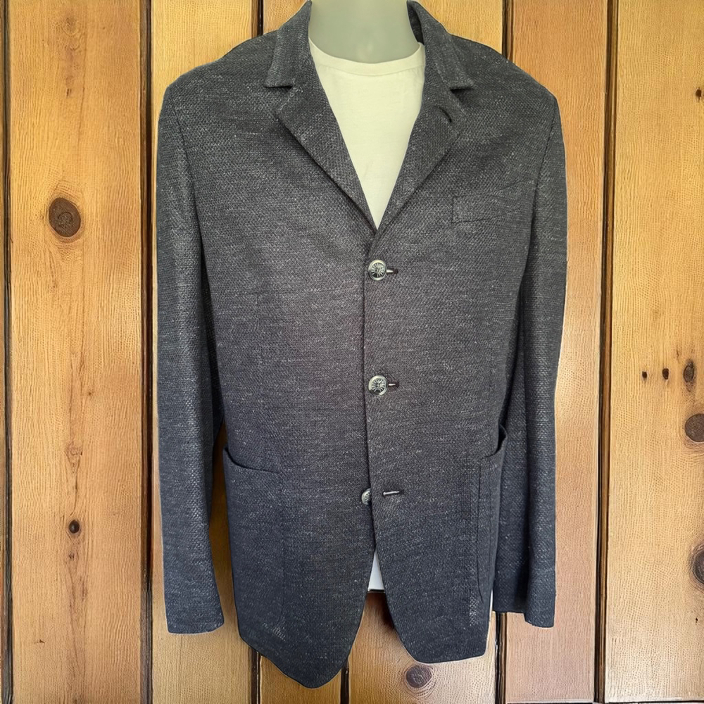 $1650 - Fedeli Damon Linen Jacquard Summer Blazer/Jacket - Navy Blue - 40 / 50 R - Picture 2 of 16